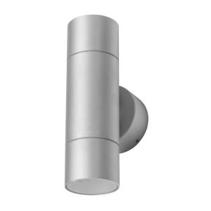 Elite 240V GU10 Cylindrical Up/Down Wall Pillar Light Aluminium - 19399