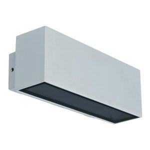 Block 12W 240V Up/Down LED Wall Light Silver / White - 19577