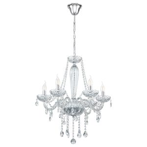 Basilano 1 6 Light Chandelier Chrome / Clear - 39099