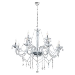 Basilano 1 12 Light Chandelier Chrome / Clear - 39102