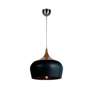 Polk 1 Light Pendant Medium Oak / Black - POLK PE30-OKBK