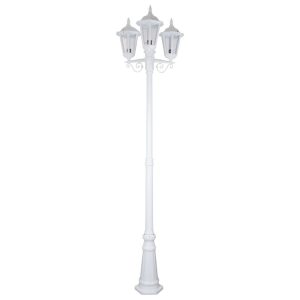 Chester Three Head Tall Post Light White - 15031