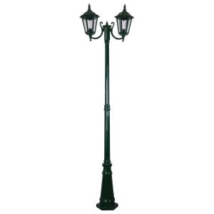 Chester Twin Head Curved Arm Tall Post Light Green - 15053