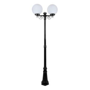 Siena Twin 30cm Spheres Tall Post Light Black - 15621