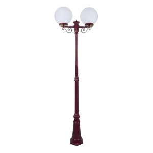 Siena Twin 30cm Spheres Tall Post Light Burgundy - 15622