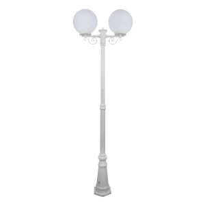 Siena Twin 30cm Spheres Tall Post Light White - 15625