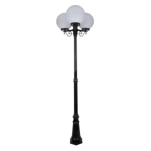 Siena Triple 30cm Spheres Tall Post Light Black - 15633