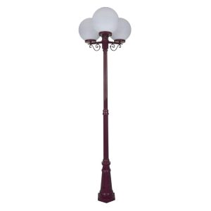 Siena Triple 30cm Spheres Tall Post Light Burgundy - 15634