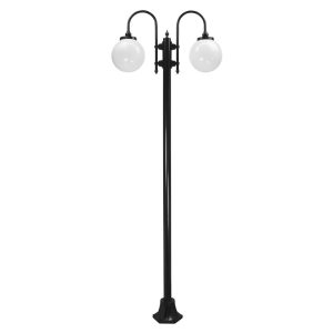 Lisbon Twin Spheres Curved Arms Plain Post Light Black - 15789