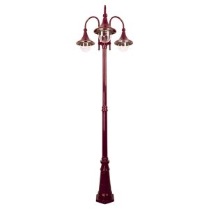 Monaco Triple Head Tall Post Light Burgundy - 15856
