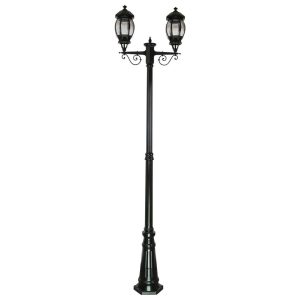 Vienna Twin Head Tall Post Light Black - 15933