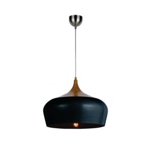 Polk 1 Light Pendant Large Oak / Black - POLK PE46-OKBK