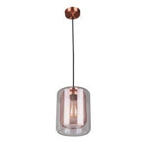 Oblong Glass Pendant Copper Mesh - Tono2