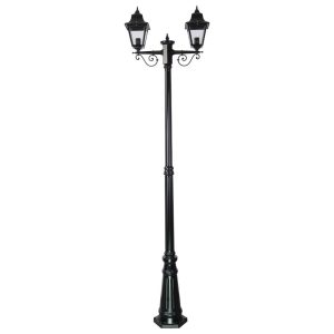 Paris Twin Head Tall Post Light Black - 15165