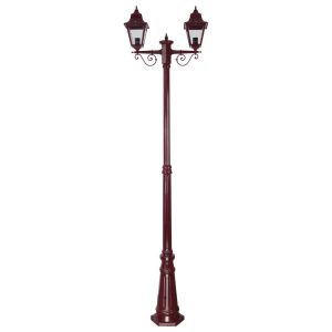 Paris Twin Head Tall Post Light Burgundy - 15166