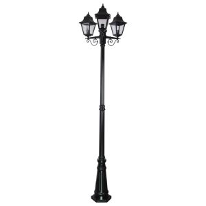 Paris Triple Head Tall Post Light Black - 15171