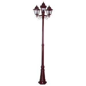 Paris Triple Head Tall Post Light Burgundy - 15172