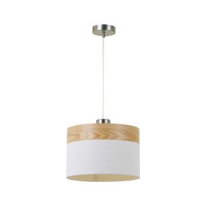 Fiona 1 Light Pendant Small White / Oak - Fiona PE30-OAKWH