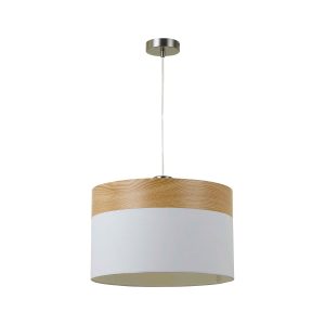 Fiona 1 Light Pendant Large White / Oak - Fiona PE40-OAKWH