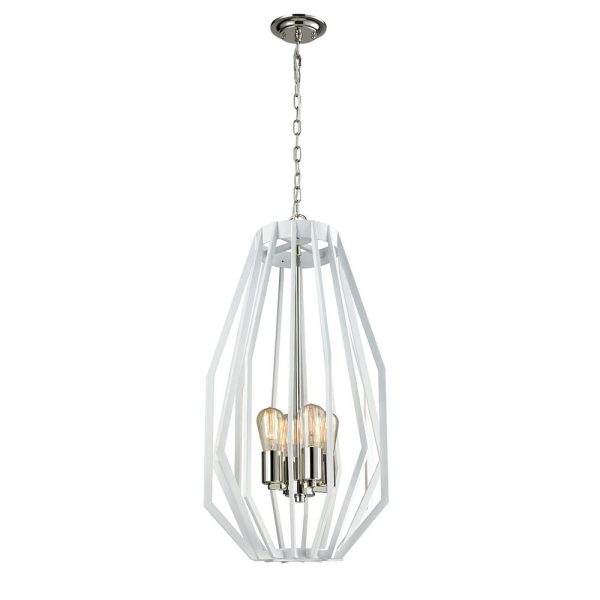 Narrow Angular Cage 5 Light Pendant White - Gamba4