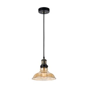 Hertel 1 Light Pendant Small Black / Amber - HERTEL PE20-BKAM