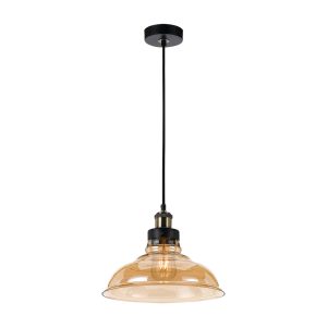 Hertel 1 Light Pendant Large Black / Amber - Hertel PE30-BKAM