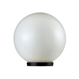 Polycarbonate 200mm Sphere Garden Light 240V - Black Base / Opal / E27