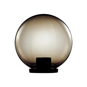 Polycarbonate 200mm Sphere Garden Light 240V - Black Base / Smoke / E27