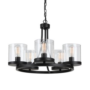 Largo 5 Light Chandelier Small Oil Bronze / Clear Glass - LARGO PE5-OBCL