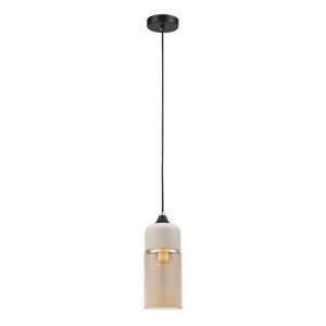 Oblong Pendant Light With White & Amber - Casa3