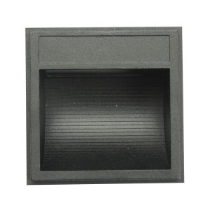 CLA4136C Square 240V Surface Mounted 2.4W LED Steplight - Black Finish / White LED