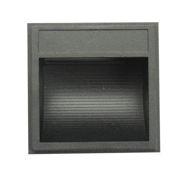 CLA4136C Square 240V Surface Mounted 2.4W LED Steplight - Black Finish / White LED