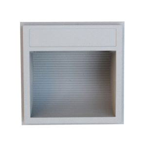 CLA4186C Square 240V Surface Mounted 2.4W LED Steplight - Silver Finish / White LED