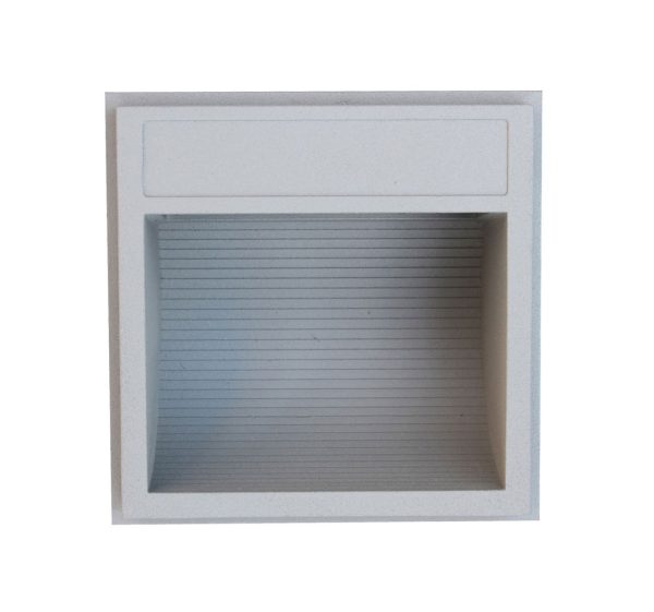 CLA4186C Square 240V Surface Mounted 2.4W LED Steplight - Silver Finish / White LED