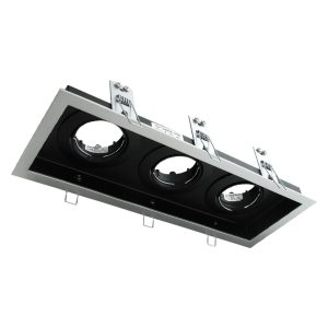 DSL Rectangular Slotter Triple Light Downlight Frame Silver - 70005