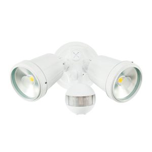 Hunter-III 22W LED Twin Spotlight With Sensor White / Cool White - 19245/05