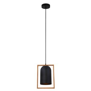 Modern Iron & Wood Pendant Black - Swing2