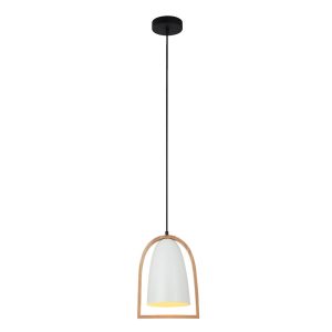 Modern Iron & Wood Pendant White - Swing5