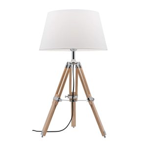 Timber Tripod Table Lamp Natural With Chrome - WT4401