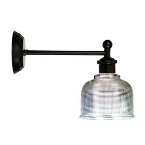 Boulton 1 Light Maison Clear Ribbed Glass Wall Light Black - OL69373BK + OL2255/15CL