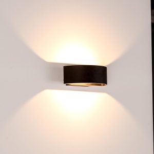 Rond 9 Watt 240V LED Up/Down Wall Light Matt Black / Cool White - HV3662C-BLK