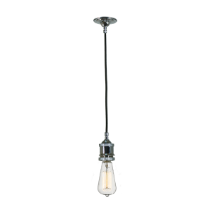 Buster 1 Light Pendant Chrome With Black Cloth Suspension - 1000076