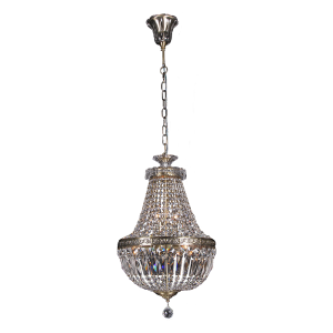 Le Pavillon Large 5 Light Crystal Basket Antique Brass - 1000279