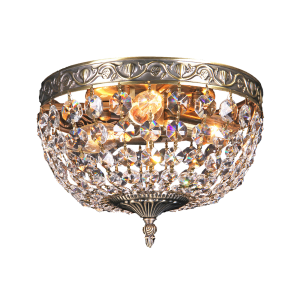 Le Pavillon Small 3 Light Crystal Flush Mount Antique Brass - 1000285