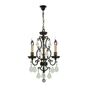 Louis 15th 3 Light Crystal Chandelier Bronze - 1000295