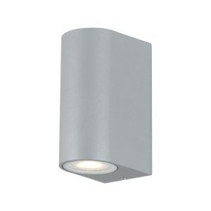 Eos 2 Light 240V GU10 Up & Down Wall Pillar Light Silver - EOS EX2-SL