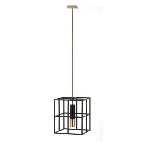 Nelson 1 Light Pendant Black & Antique Brass - NELSON PE1-BKAB