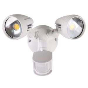 Muro 30 Watt Twin Head LED Spotlight with Sensor White / Tri Colour - 25064