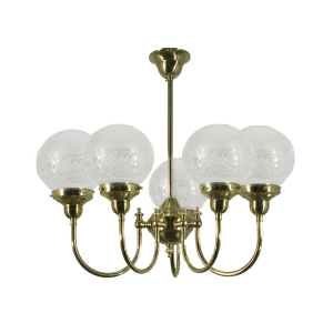 Luke 5 Light Pendant Brass With Sheffield Glass - 3000191