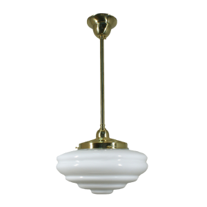 Single Rod Pendant Brass With Chateau Opal Gloss Glass - 3000268